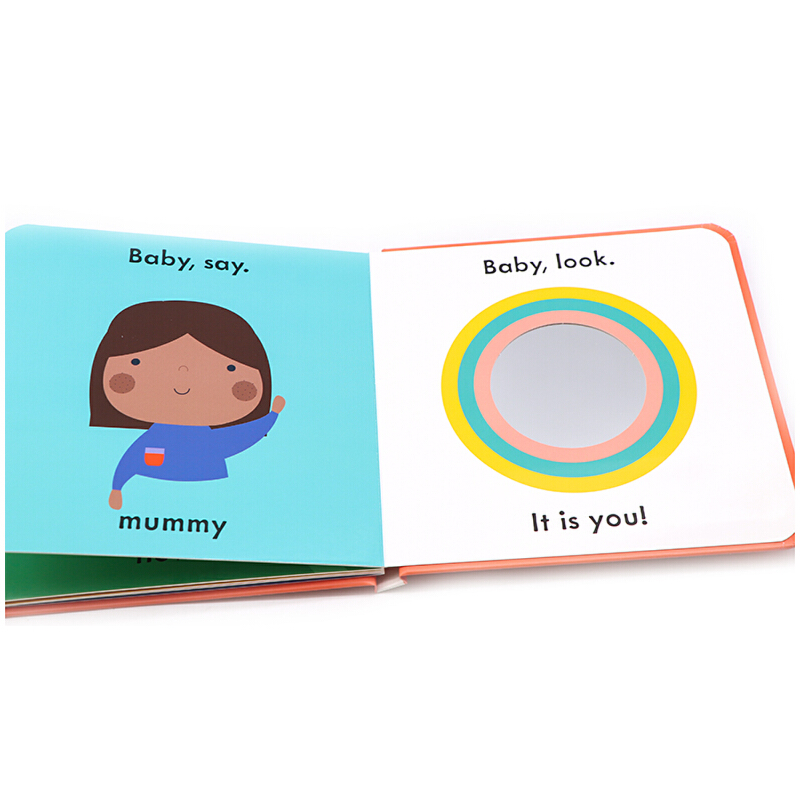 英文原版繪本 Baby Touch: Words 單詞學習啟蒙認知觸摸書 小瓢蟲出版大開本紙板觸摸書撕不爛玩具書 寶寶開拓思維感官訓練 0-1-2-3歲 書內附小鏡子