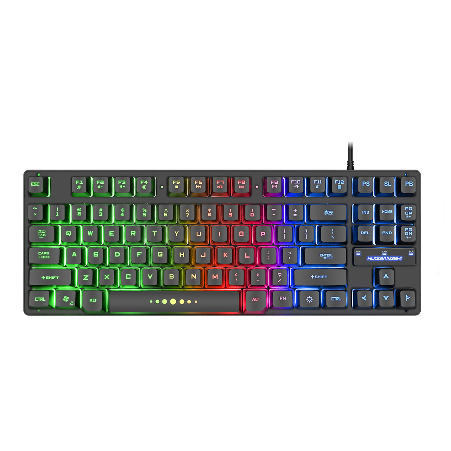 力鎂K87有線鍵盤87鍵機械手感彩虹切換髮光鍵盤懸浮鍵帽遊戲鍵盤