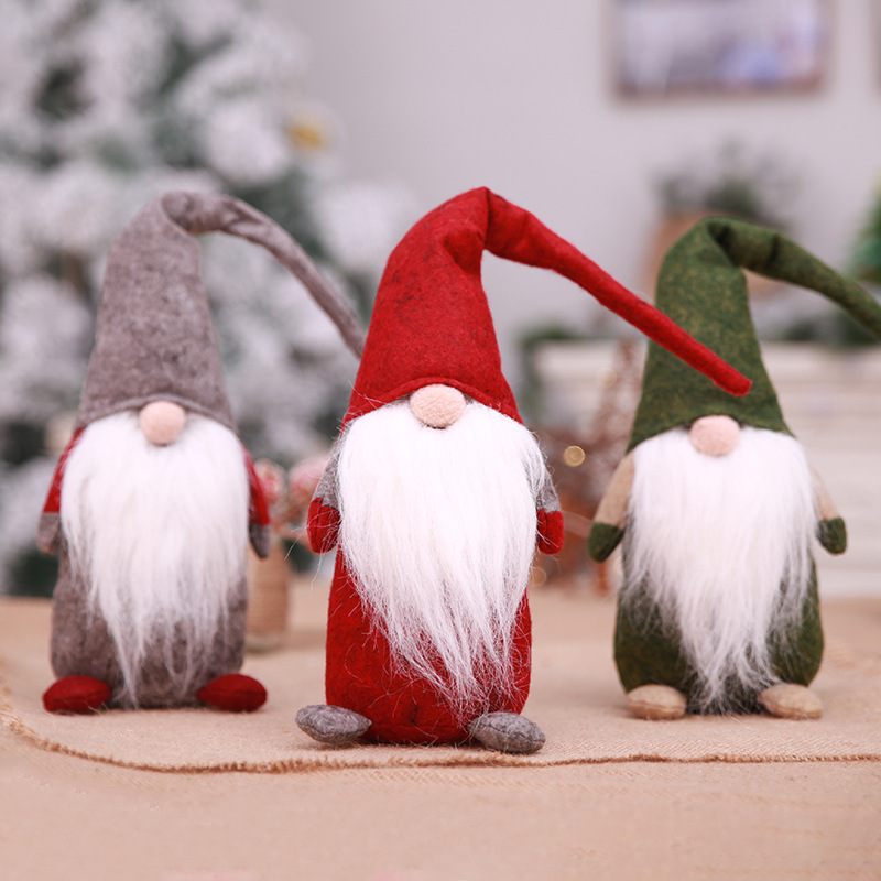 新款聖誕節裝飾用品樹掛件 小號老人公仔站姿無臉娃娃擺件