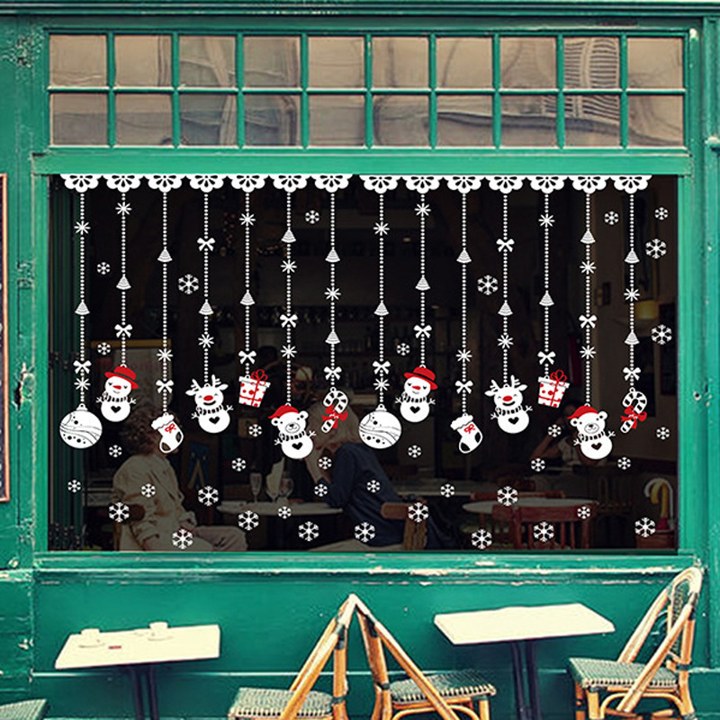 企夢雪人掛飾玻璃門櫥窗貼 聖誕節裝飾品