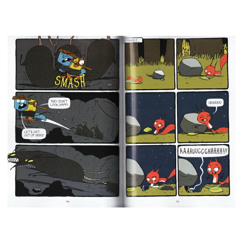 英文原版 Bird And Squirrel 6冊 On The Run/On Ice/On Fire/All Tangled Up 小鳥和松鼠的冒險環球旅行 全綵漫畫小説