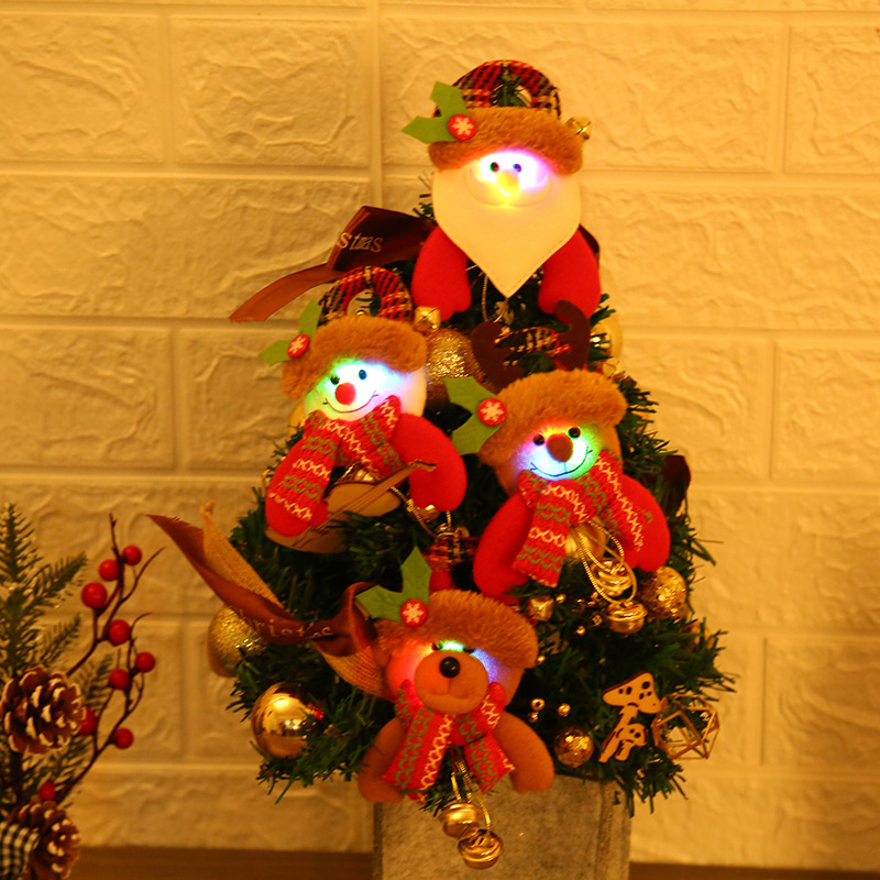 聖誕裝飾品LED發光鈴鐺公仔掛件兒童聖誕禮物聖誕樹帶燈公仔掛件