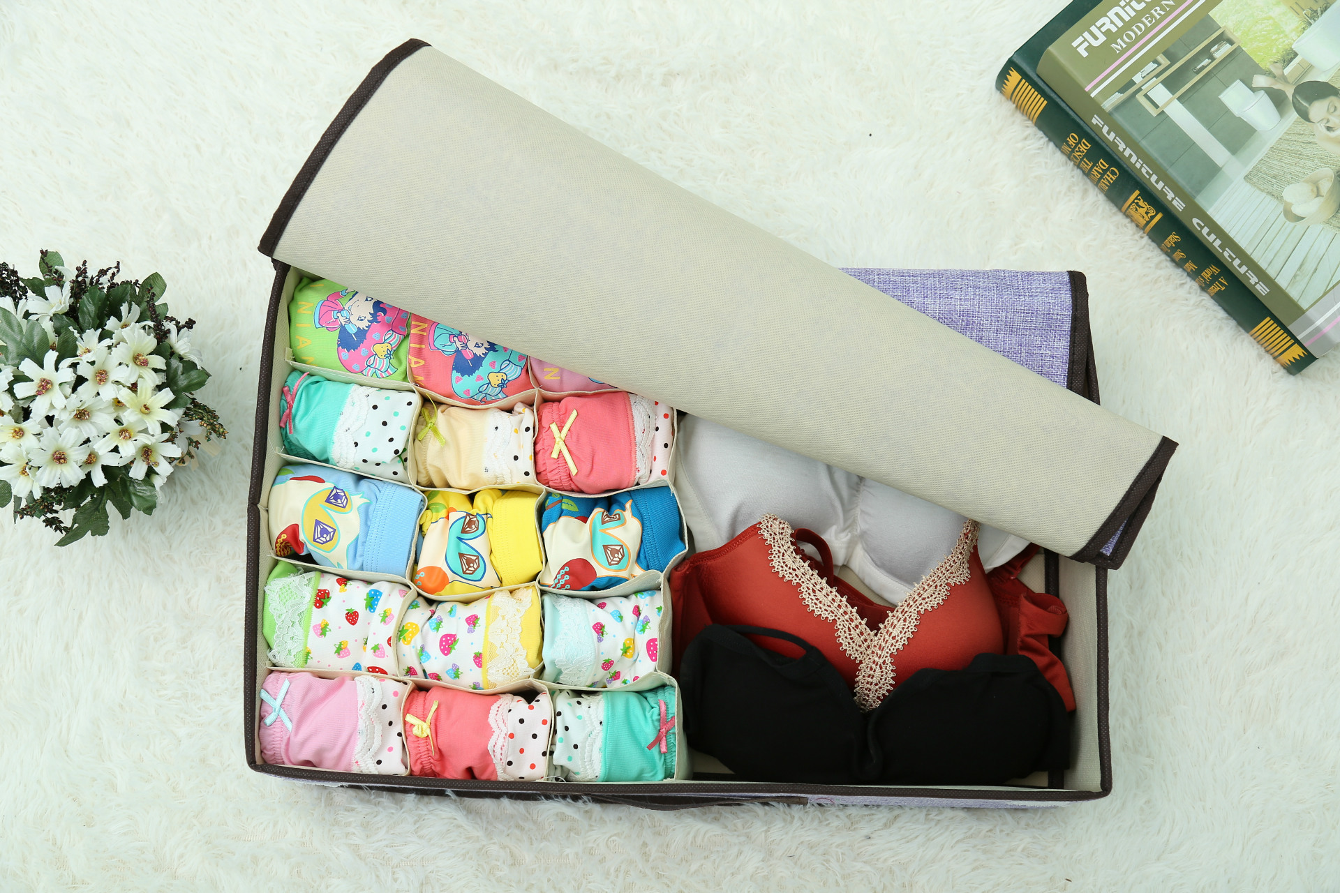 優質棉麻收納盒 多功能摺疊收納盒收納箱 防蟲防蛀內衣襪子整理盒