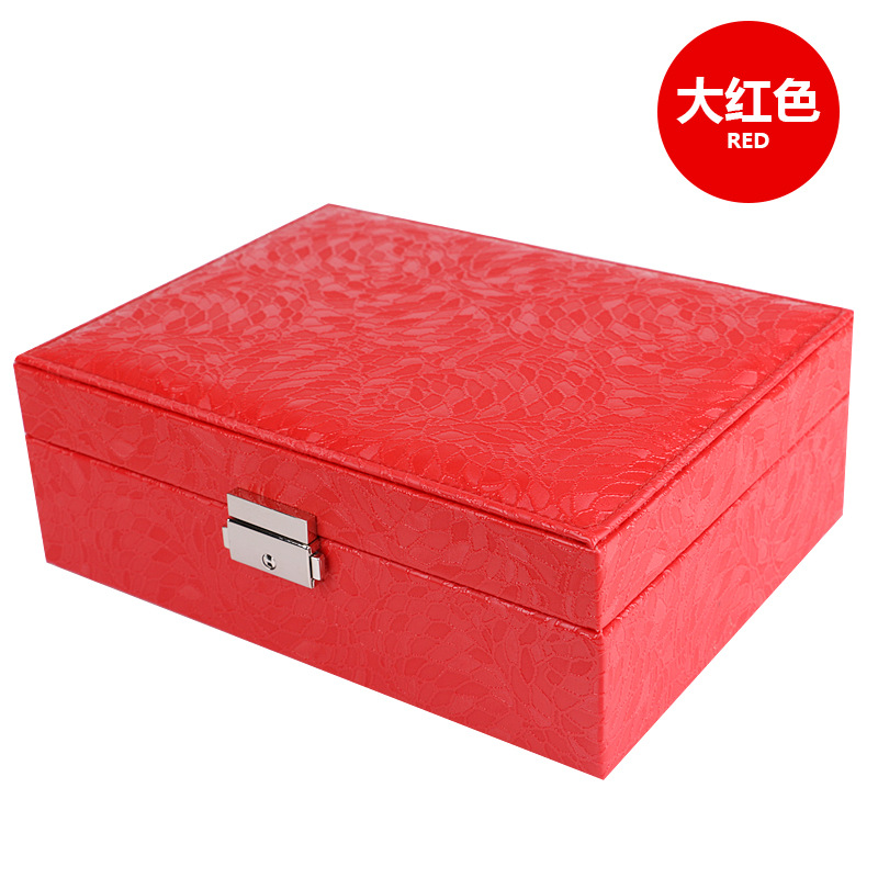 pu皮革首飾盒 歐式木質帶鎖 飾品珠寶箱首飾收納盒