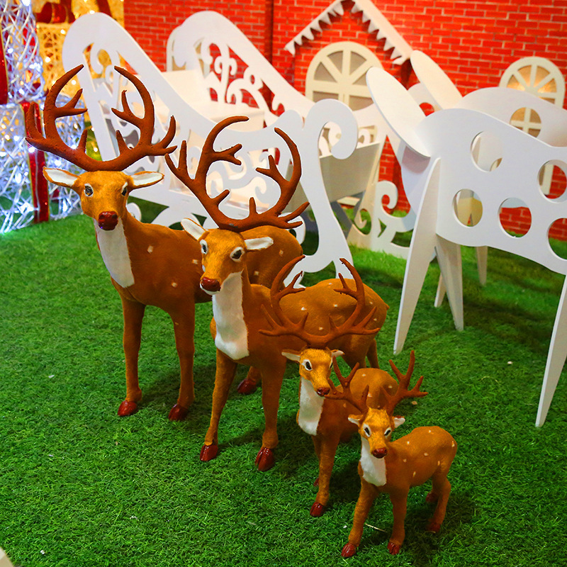 聖誕鹿馴鹿毛鹿梅花鹿植絨鹿大型聖誕裝飾
