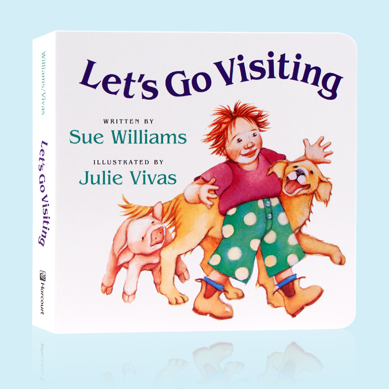 Let's Go Visiting我們去參觀吧 英文原版繪本I Went Walking同作者Sue Williams農場動物認知兒童啟蒙紙板圖畫書閲讀理解能力訓練