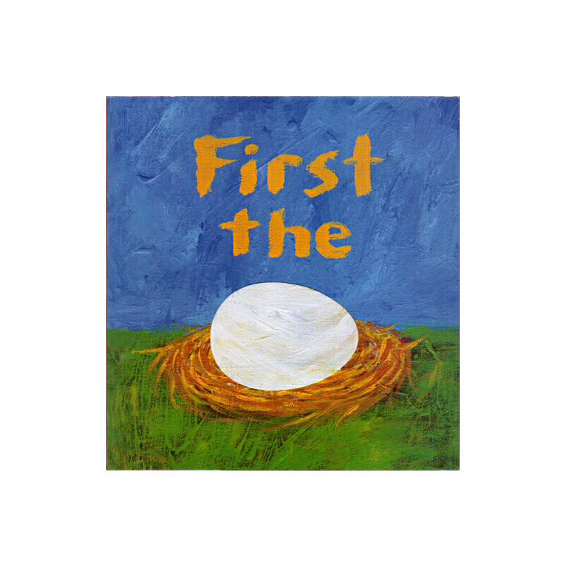 First The Egg 先有蛋 凱迪克繪本獎 趣味洞洞書 英文原版繪本 Laura Vaccaro Seeger 兒童圖畫故事書