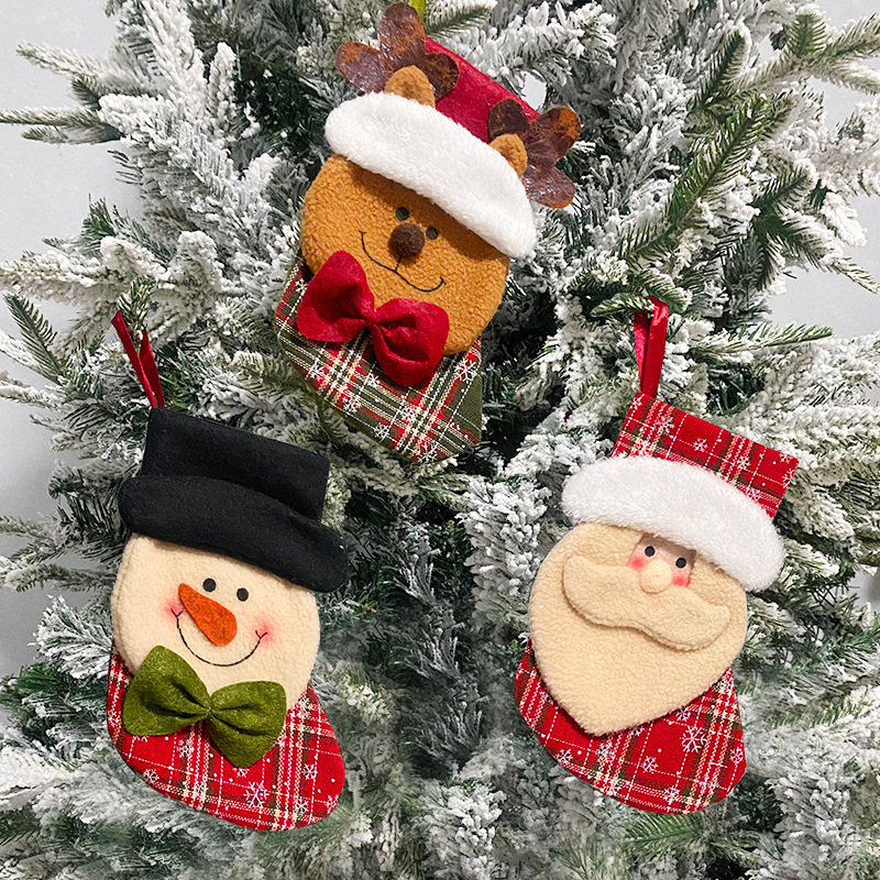 港之戀聖誕襪子兒童禮物袋 聖誕節裝飾品聖誕老人雪人糖果袋掛飾
