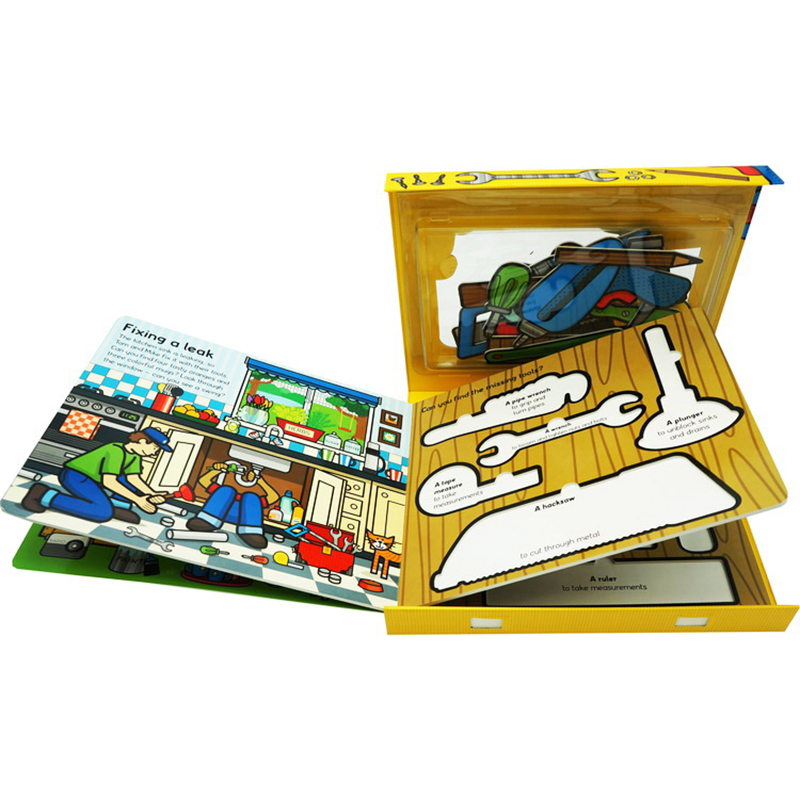 英文原版 Let's Pretend Builders Tool Kit  兒童啟蒙趣味互動遊戲書 小小角色扮演家紙板操作書+15張場景對應卡片