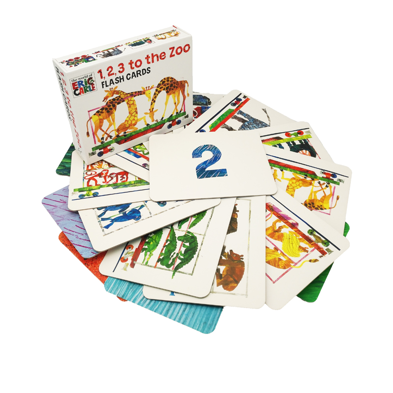 英文原版0 3歲 Eric Carle 1 2 3 to the Zoo Flash Cards 禮盒裝硬卡片 從123到動物園 嬰幼兒英文單詞學習 兒童認知識物 艾瑞卡爾爺爺