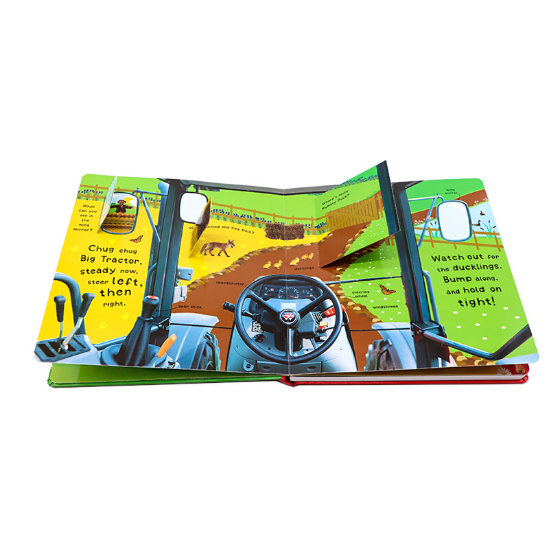 DK出品 Chug Chug Tractor 英文原版繪本 拖拉機翻翻書發聲書 兒童英語啟蒙早教精裝大開紙板書 光感發聲寶貝農場機械認知紙板書