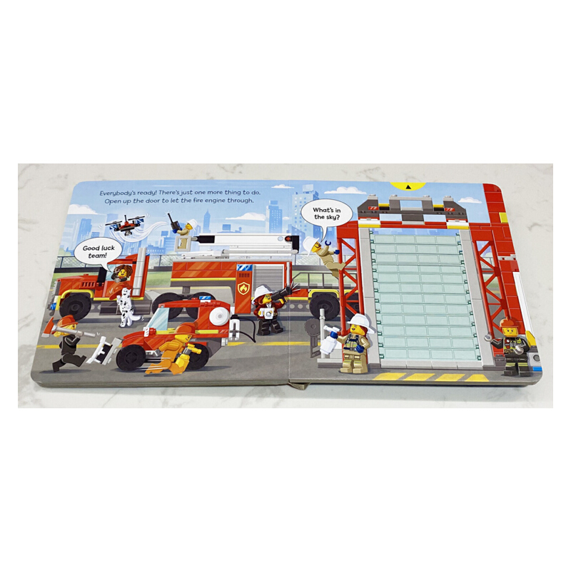 英文原版 Lego Fire Station /Building Site/Merry Christma 3冊 樂高機關操作書 紙板書 幼兒啟蒙 親子教育學習 推拉活動玩具書