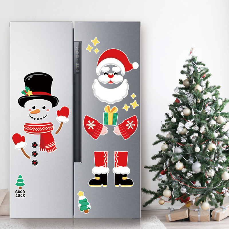 聖誕節裝飾品創意卡通冰箱貼紙 雪人冰箱貼可愛磁性貼