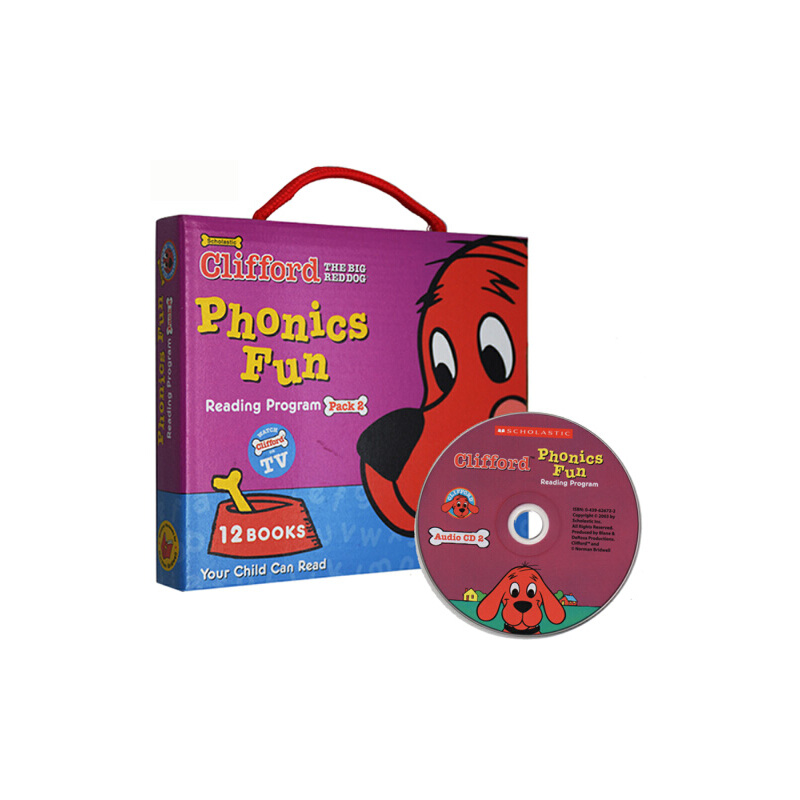英文原版 Clifford Phonics Fun Pack2 大紅狗克里弗系列故事 禮盒裝12冊套裝 附CD 兒童啟蒙圖畫故事繪本書