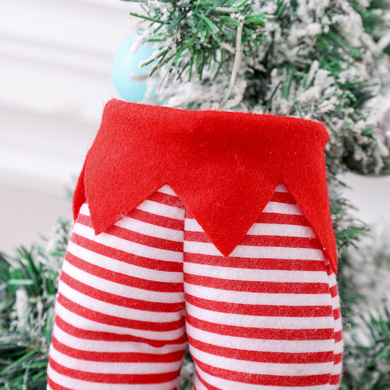 聖誕節裝飾品可愛精靈腿聖誕樹掛飾聖誕填充腿櫥窗佈置掛件