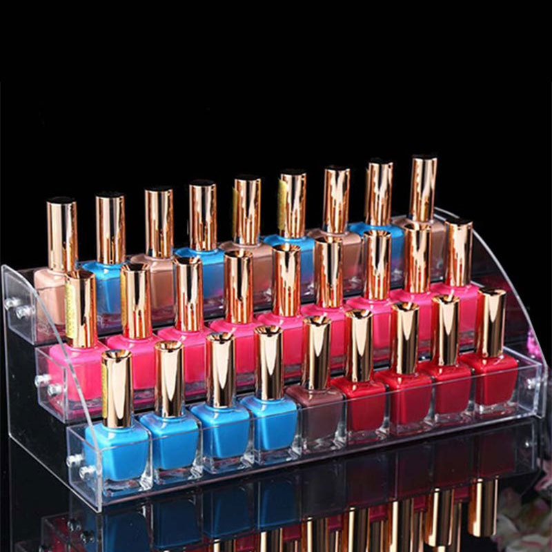 梯形化粧品亞克力展示架 美甲店組裝口紅架 透明多層指甲油展示架
