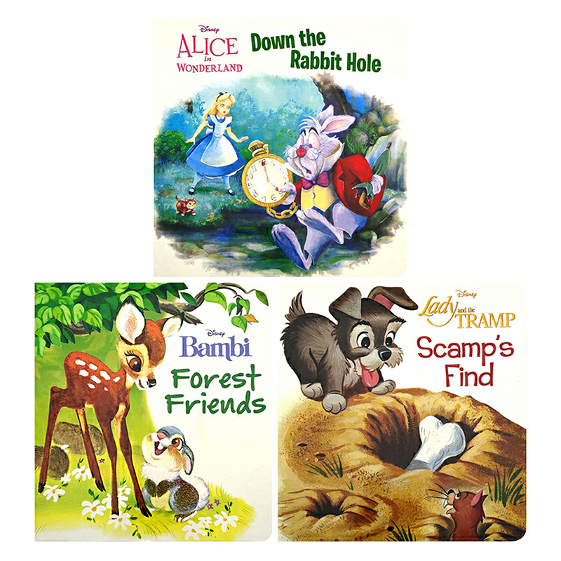 愛麗絲夢遊仙境 英文原版繪本 3 6歲 Disney Classics Board Book & CD Treasury Box 3冊紙板盒裝附CD 迪士尼經典動畫有聲繪本