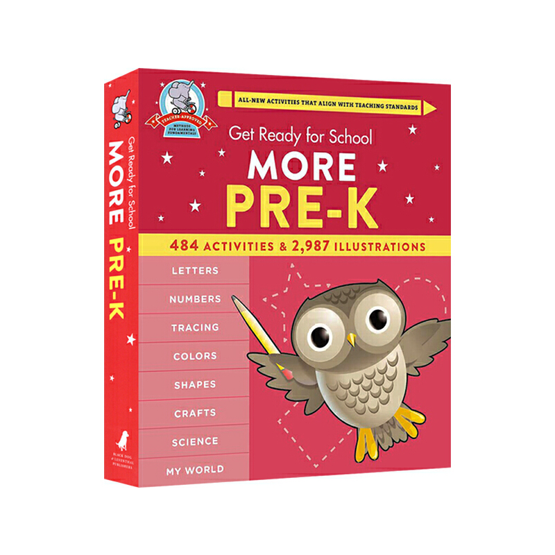 英文原版 Get Ready for School: More Pre-k 入學準備 學前早教精裝綜合活動練習冊 字母數字顏色形狀科學等練習
