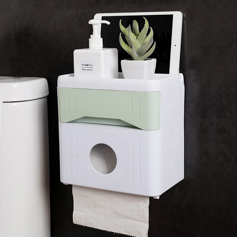 衞生間廁所紙巾盒抽紙盒多功能捲紙家用免打孔防水