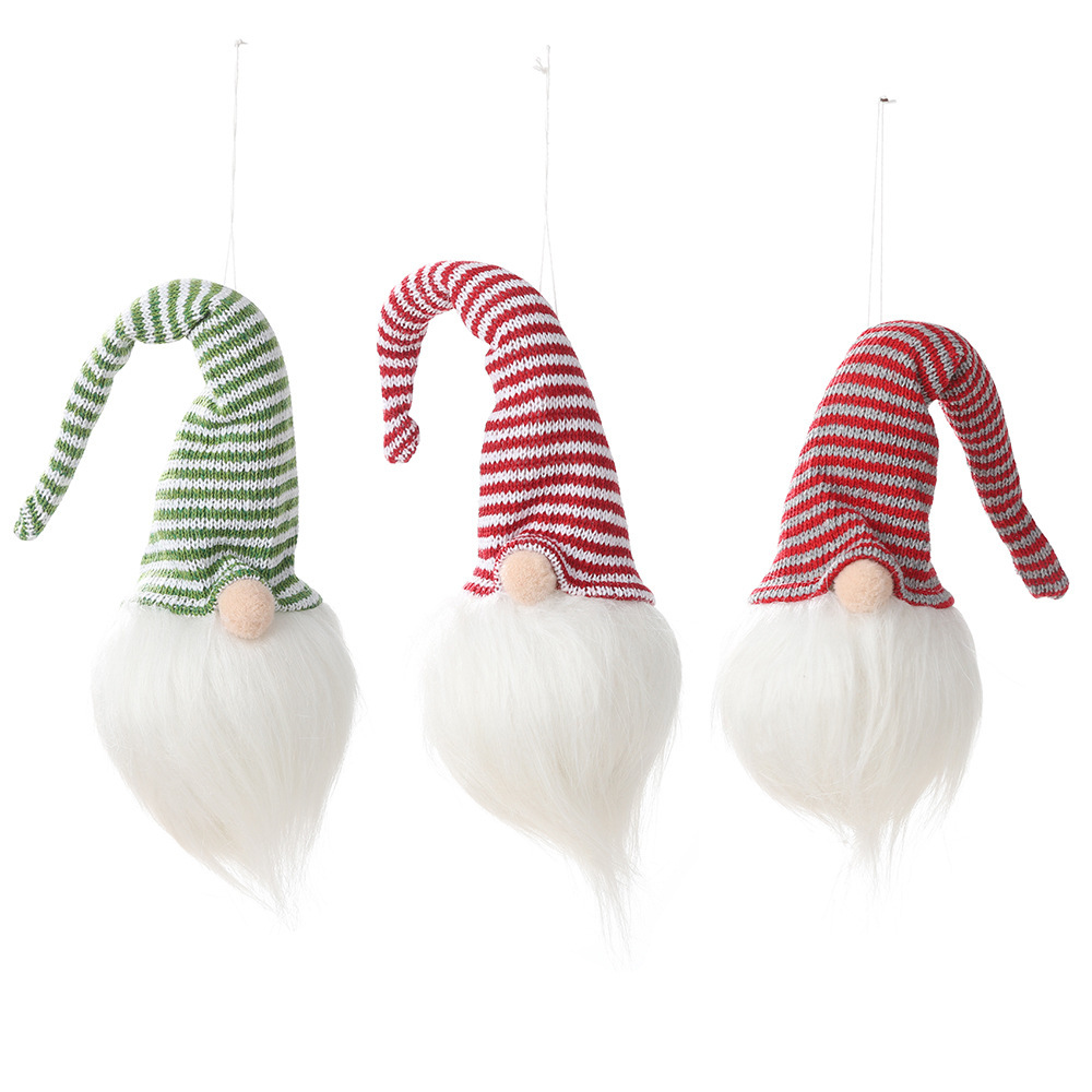 新款聖誕樹掛飾發光毛絨玩具掛件帶燈無臉娃娃擺件聖誕老人吊飾