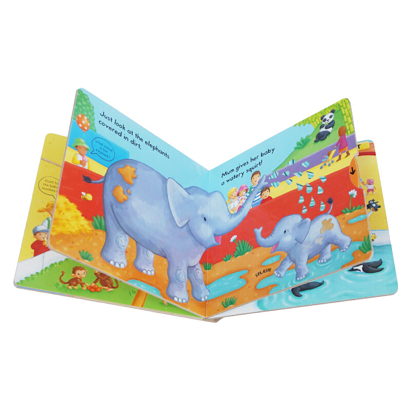 #Busy Zoo 系列 英文原版繪本 繁忙的動物園 紙板機關操作活動書 幼兒啟蒙學習 親子教育互動學習