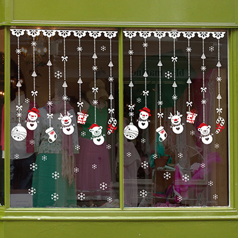 企夢雪人掛飾玻璃門櫥窗貼 聖誕節裝飾品