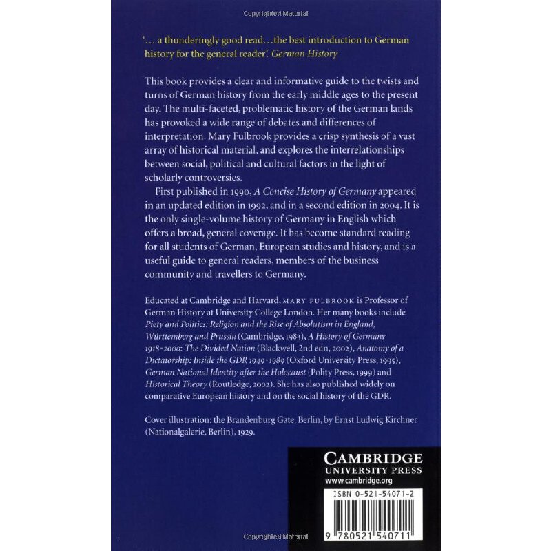 德國簡史 劍橋國別簡史叢書 英文原版 A Concise History of Germany (Cambridge Concise Histories)