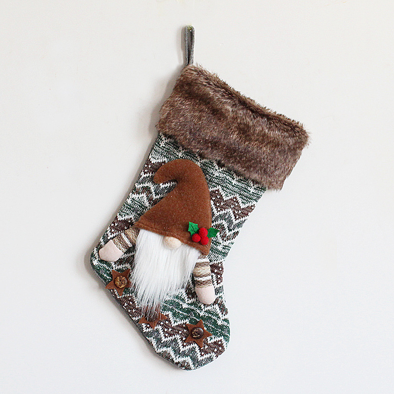 港之戀立體聖誕襪無臉娃娃禮物袋 毛絨侏儒老人糖果襪聖誕樹掛件