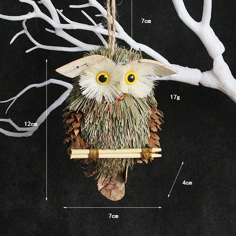 創意貓頭鷹掛件工藝品擺設 歐式花園聖誕吊飾節日場景裝飾