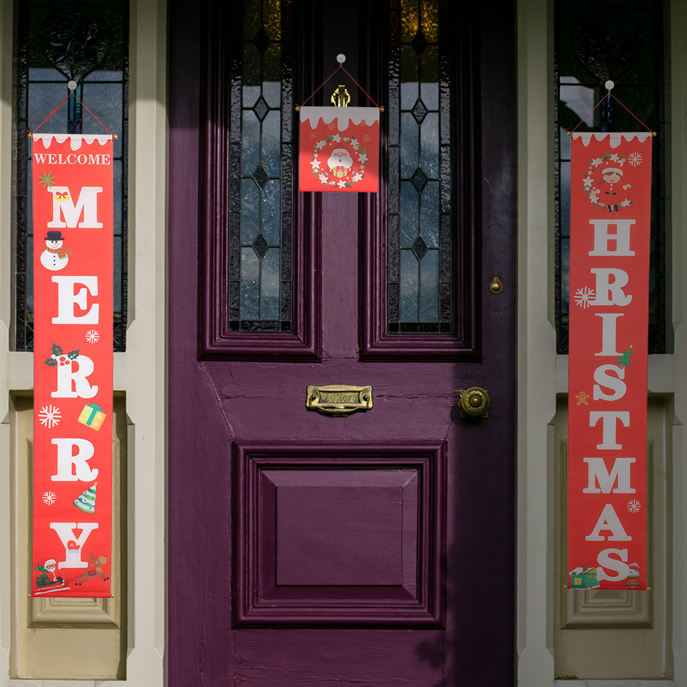 聖誕節裝飾用品 聖誕對聯掛布 聖誕牆面布門掛飾