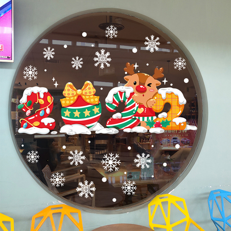 新款聖誕節裝飾品貼紙 玻璃櫥窗準時貼畫聖誕節
