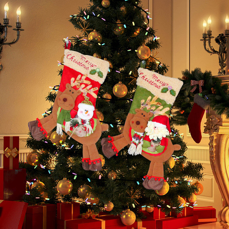 港戀聖誕裝飾品聖誕針織禮物襪子聖誕禮品襪聖誕樹掛件針織聖誕襪
