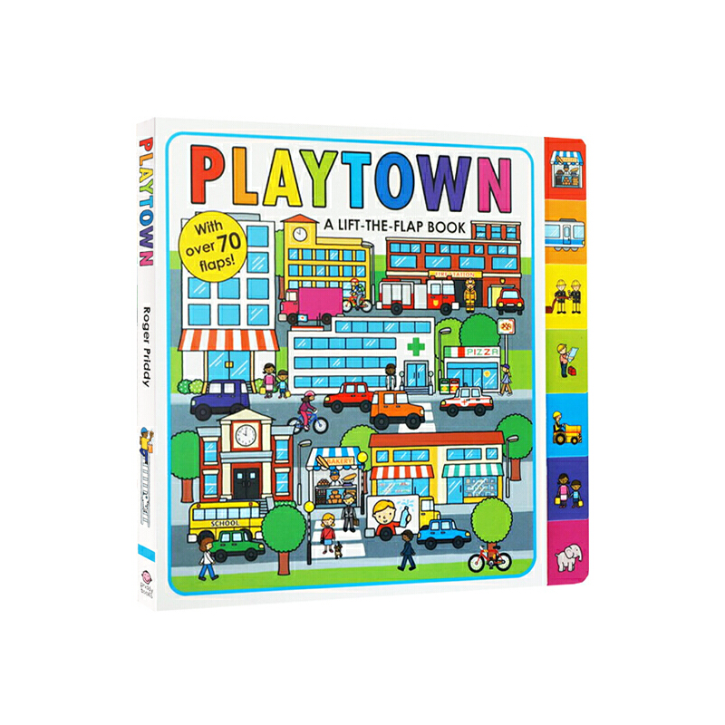 大開本 Playtown系列 A Lift-the-Flap Book 紙板書翻翻書 Priddy 兒童啟蒙 兒童繪本 撕不爛紙板書