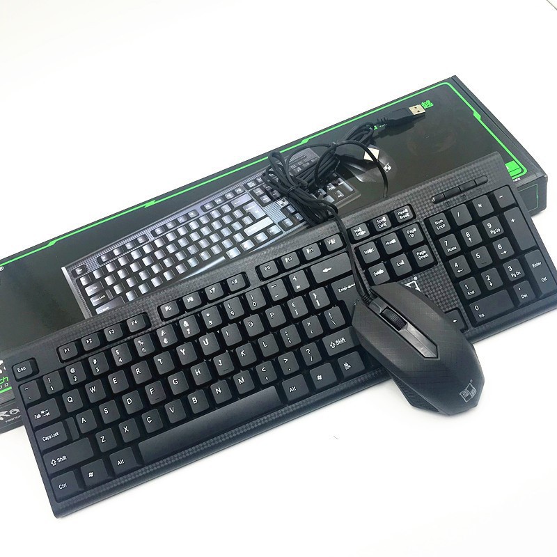 雷蠍KM-1 USB+USB鼠標鍵盤套裝 時尚辦公遊戲台式機電腦有線鍵盤