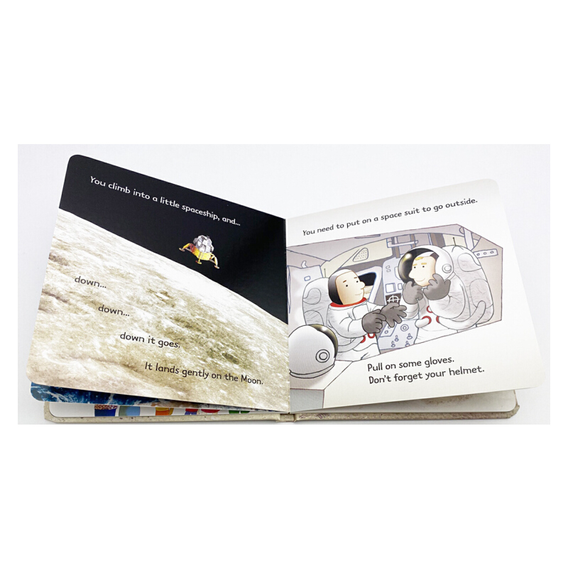 英文原版 Usborne 月球上 Benji Davies新書 On the Moon 紙板書 幼兒知識探索科普啟蒙 晚安圖畫故事繪本 尤斯伯恩