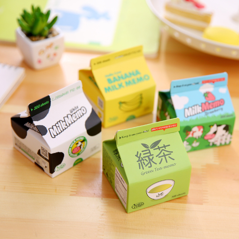 韓國可愛牛奶盒抽取便利貼小巧便攜牛奶咖啡備忘錄加厚創意便籤紙