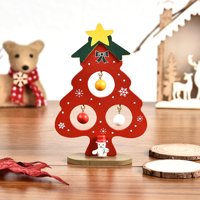 木質小聖誕樹擺件兒童DIY玩具迷你聖誕樹桌面擺台聖誕節禮物