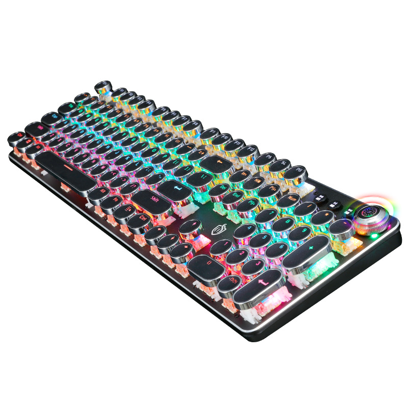 真機械鍵盤青軸茶軸蒸汽朋克金屬背光筆記本台式速賣通ebay亞馬遜