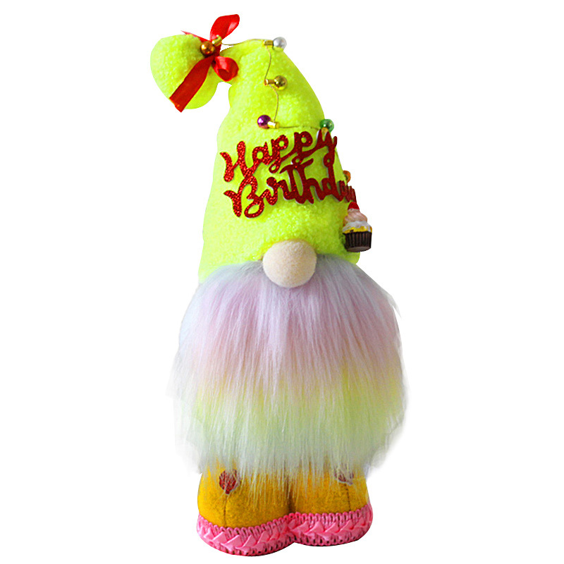 生日快樂無臉老人娃娃裝飾品侏儒公仔毛絨玩偶節日禮品