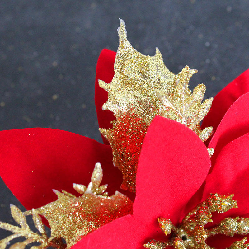 聖誕裝飾花花金銀紅三層塑料花立體聖誕花聖誕樹裝飾品