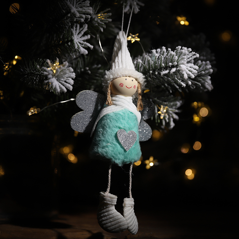聖誕節小天使掛件毛絨愛心吊飾兒童可愛毛絨娃娃禮物
