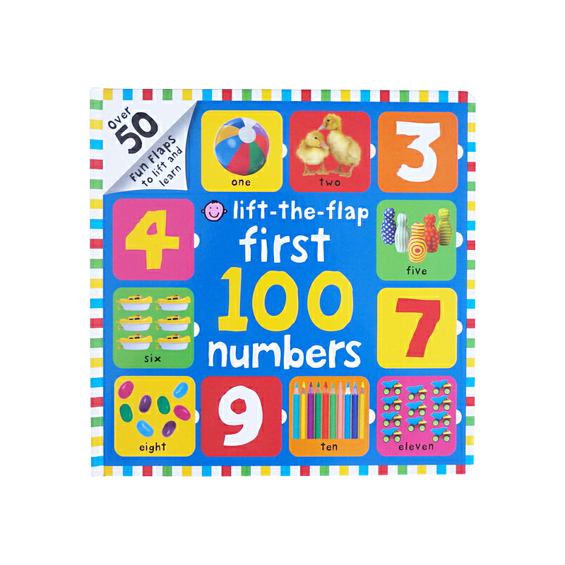 英文原版 First 100 Numbers Lift-the-Flap 精裝大開本紙板翻翻書 寶寶數字英語學習圖解詞典 親子共讀 兒童啟蒙早教認知繪本