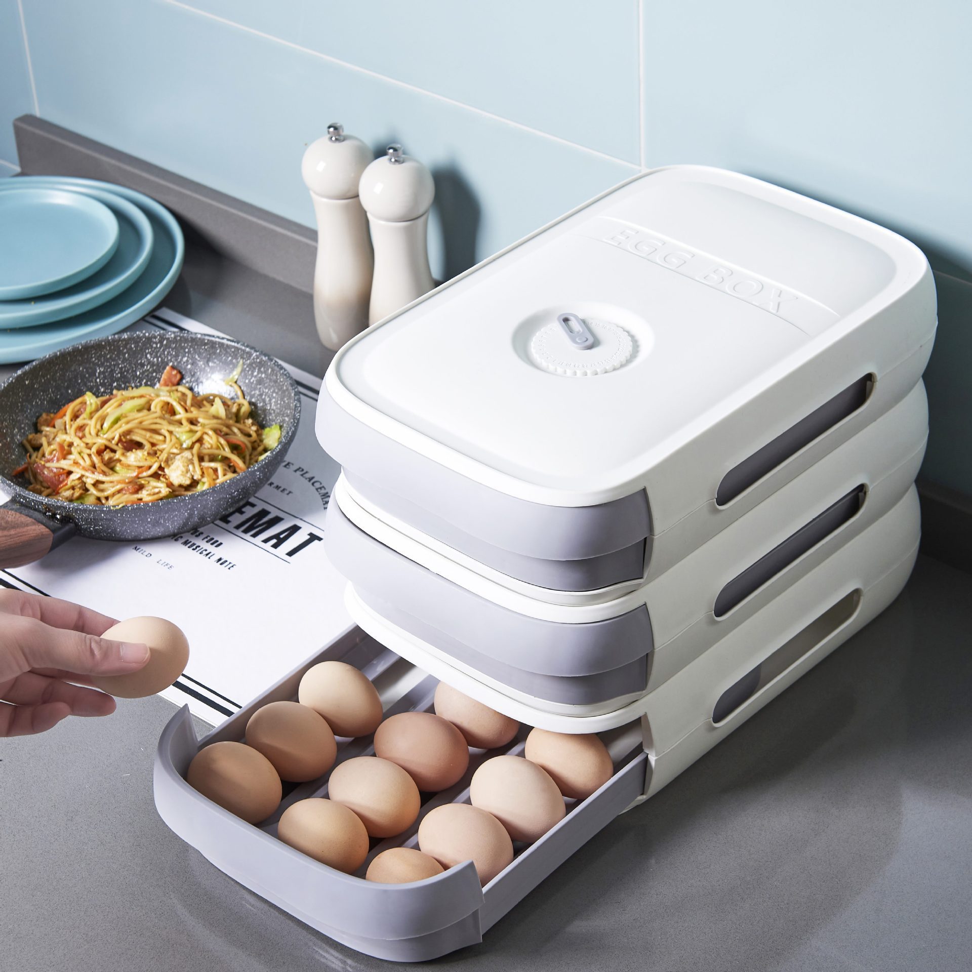 保鮮雞蛋盒抽屜式放雞蛋的收納盒子筐 冰箱用廚房蛋託神器