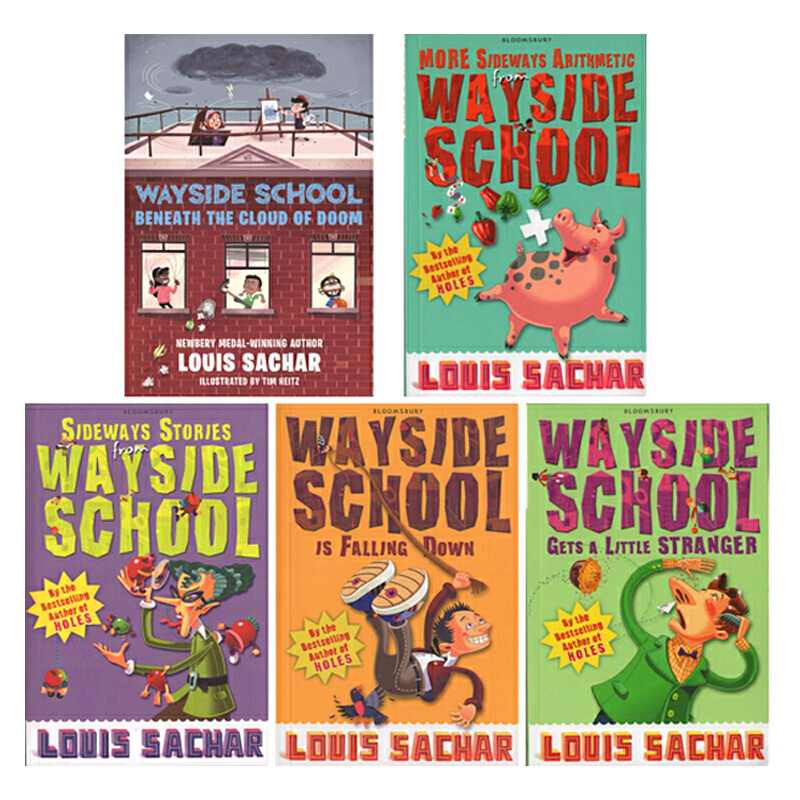 英文原版 歪歪路小學 5冊全套 The Wayside School 兒童章節小説書 我們的學校要倒了 新來的代課老師 洞作者路易斯·薩奇爾作品