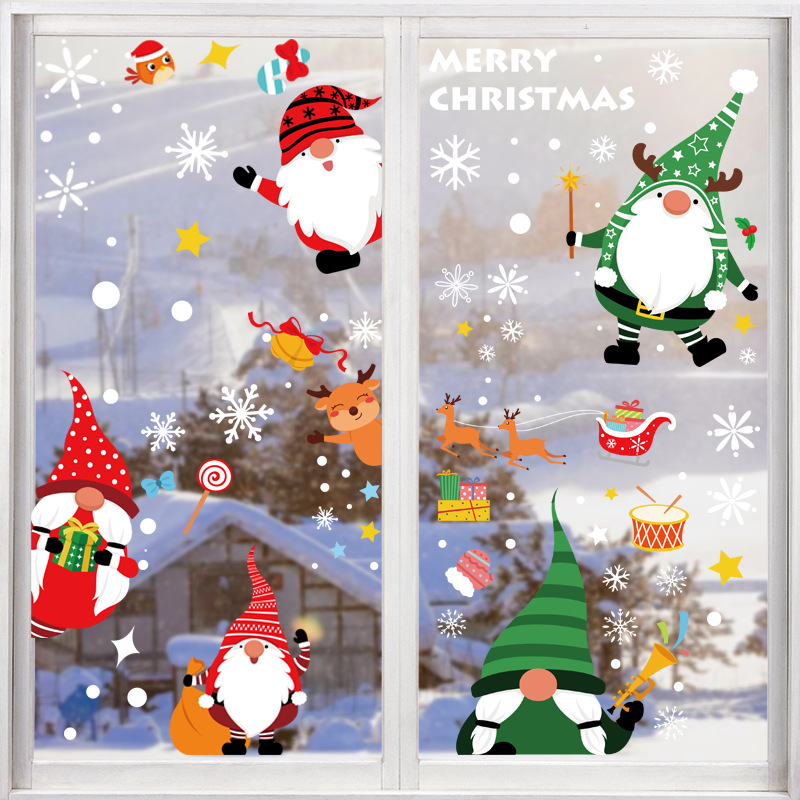聖誕裝飾品爆款 聖誕老人麋鹿靜電貼玻璃櫥窗裝飾