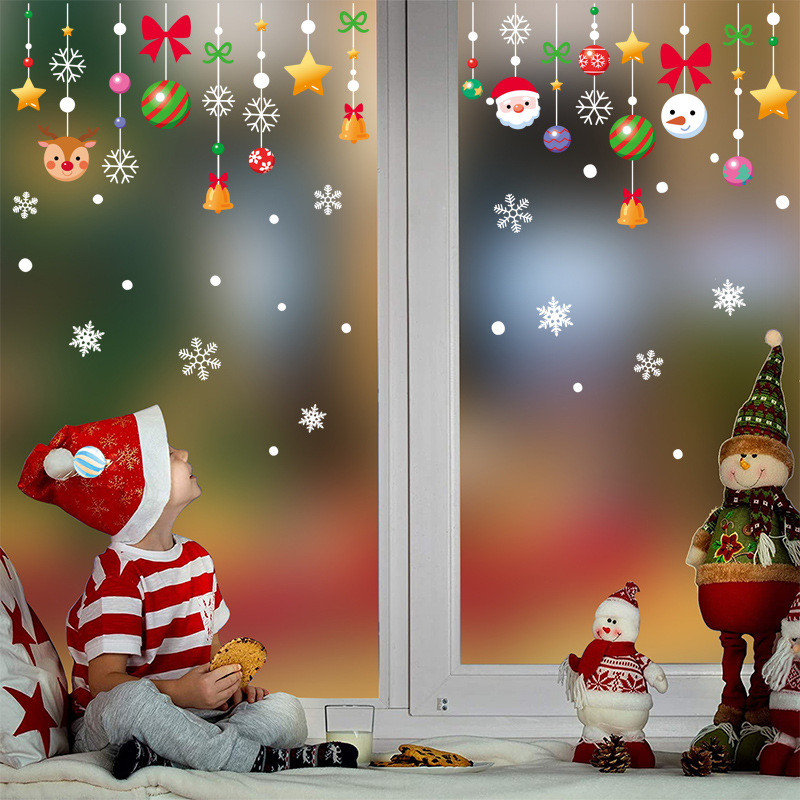 聖誕新款窗花貼紙 聖誕老人麋鹿玻璃櫥窗裝飾
