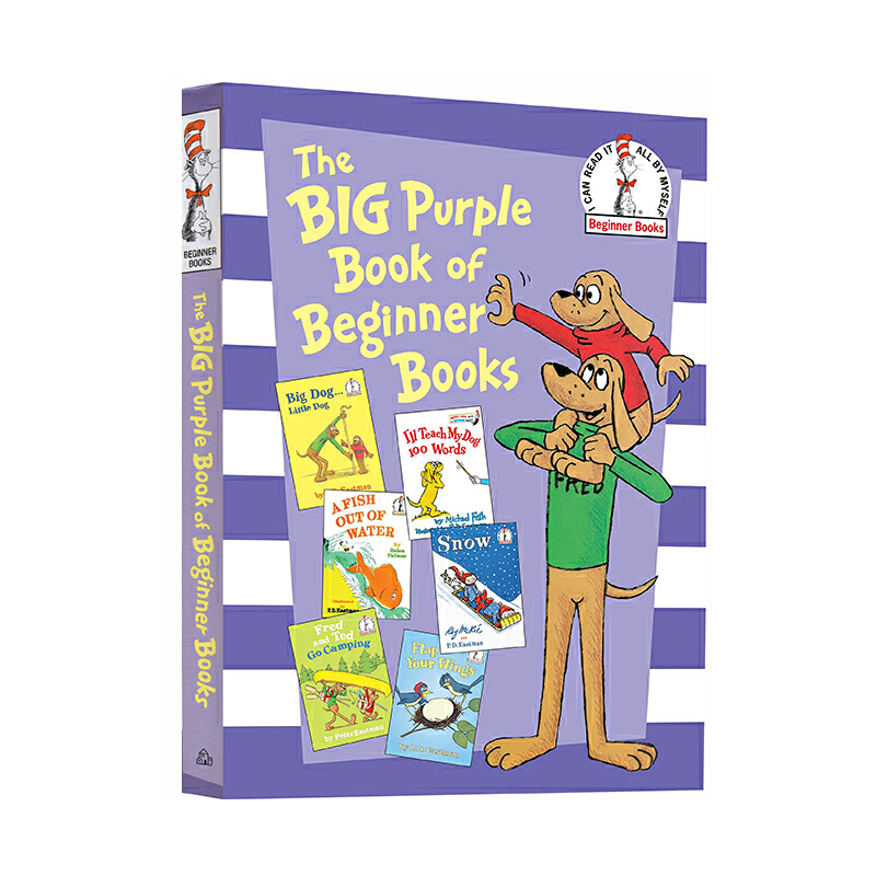 蘇斯博士英語啟蒙認知 The Big Purple Book Of Beginner Books 紫色大書 英文原版精裝入門繪本故事選集6合1 七色系列