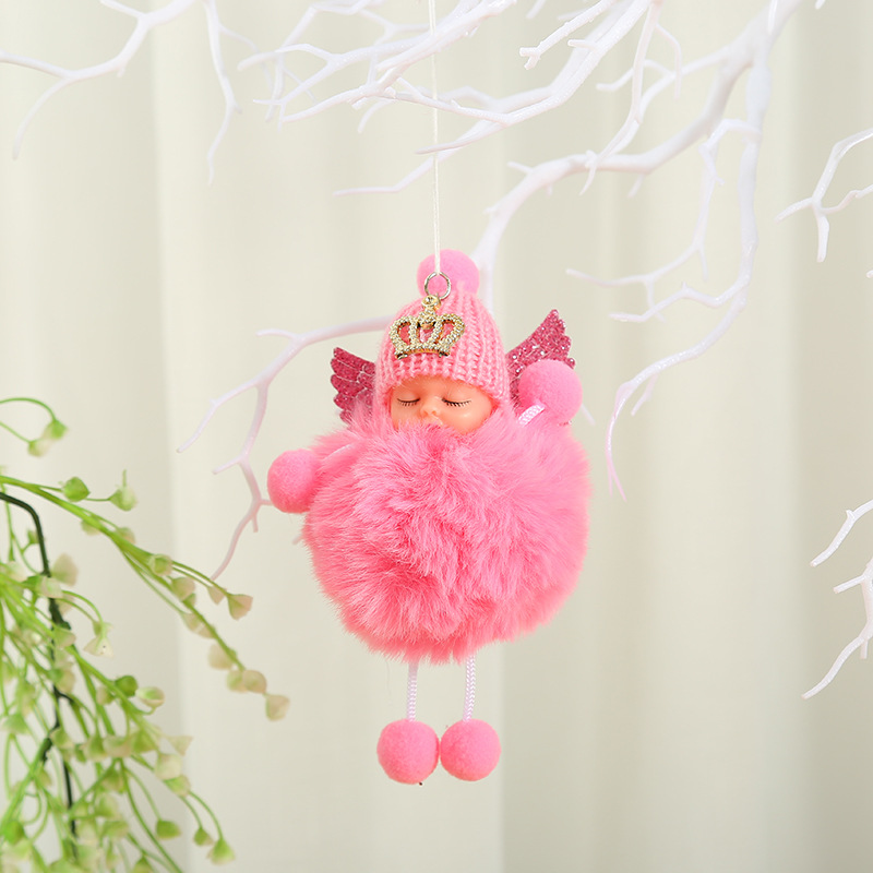 聖誕小天使毛絨娃娃玩偶吊飾手機鑰匙扣包包掛件 聖誕樹裝飾
