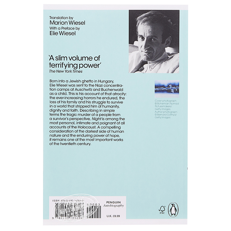 夜 英文原版小説 Night 埃利威塞爾Elie Wiese 奧斯維辛回憶 諾貝爾和平獎