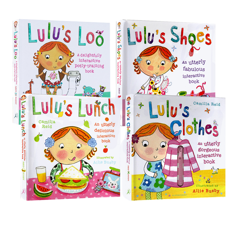 #露露生活習慣系列 英文原版繪本 兒童精裝觸摸操作書 Lulu4冊套裝 幼兒親子互動英語學習 Lulu's Shoes/Clothes/Lunch/Loo